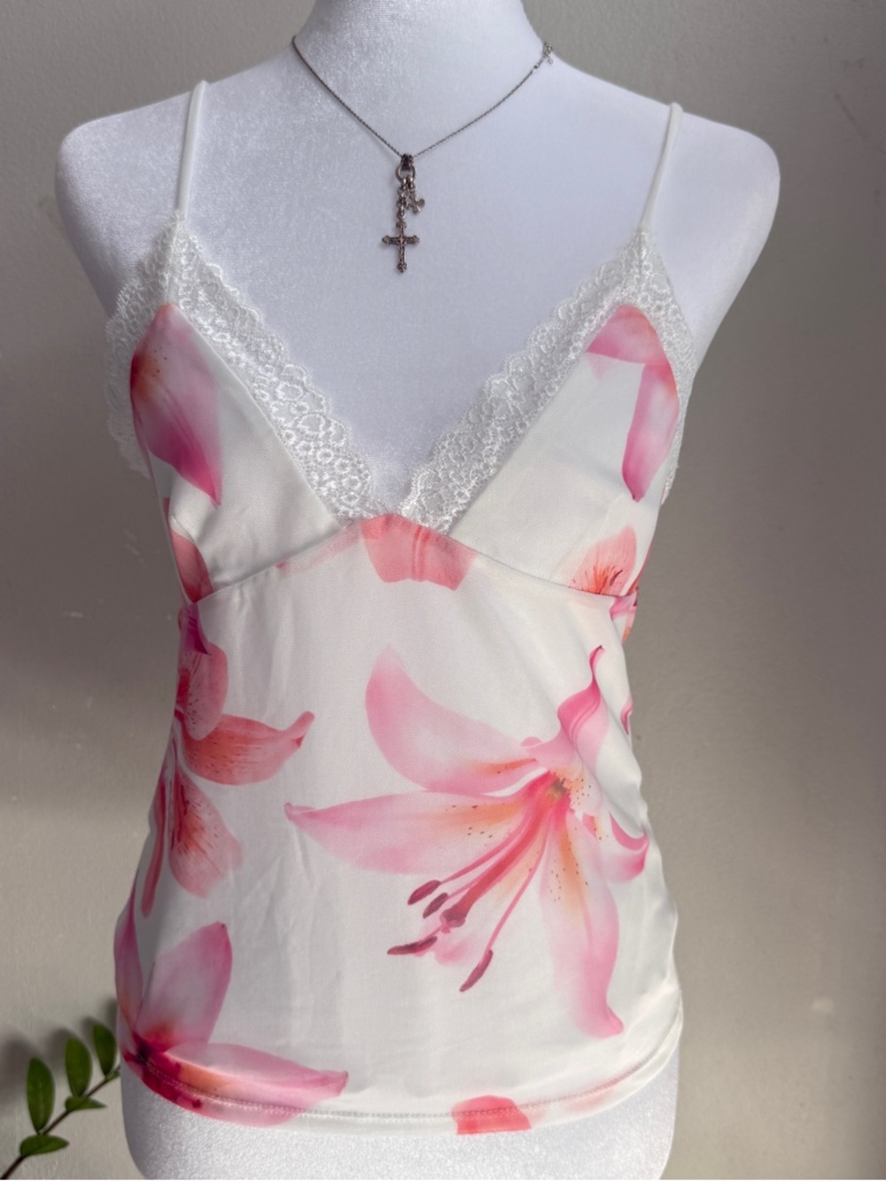 Streetwear Society Lace-Trim Cami - White & Black
